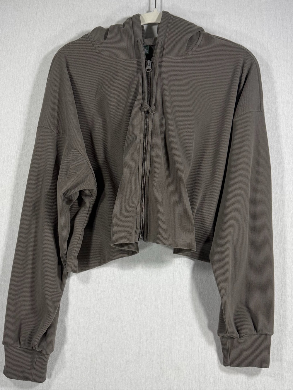 wild fable Cropped Zip-Up Hoodie Jacket - Brown